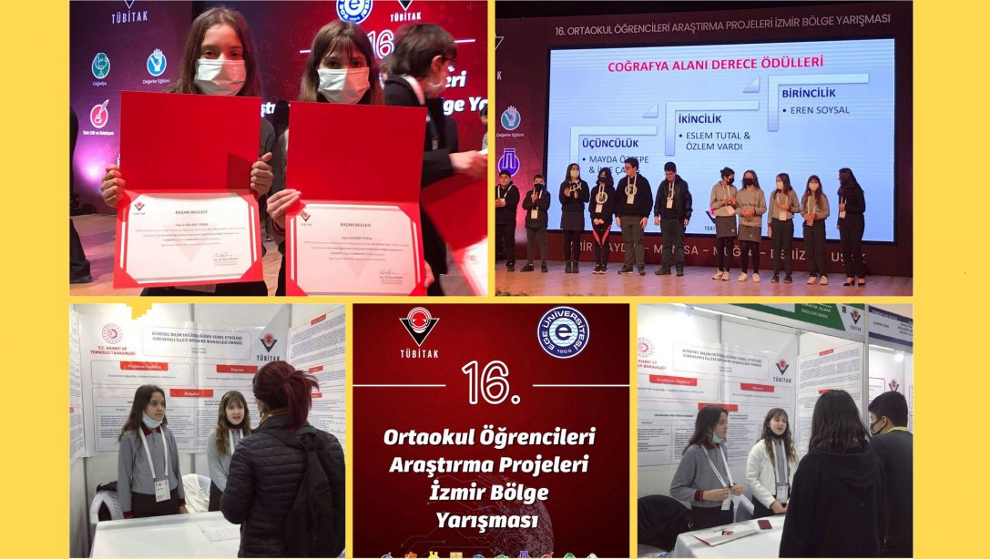 Tübitak 2204 Ortaokullar Arası Araştırma Projeleri İzmir Bölge Yarışmasında İkinci Olan Öğrencilerimiz ve Öğretmenizi Tebrik Ederiz